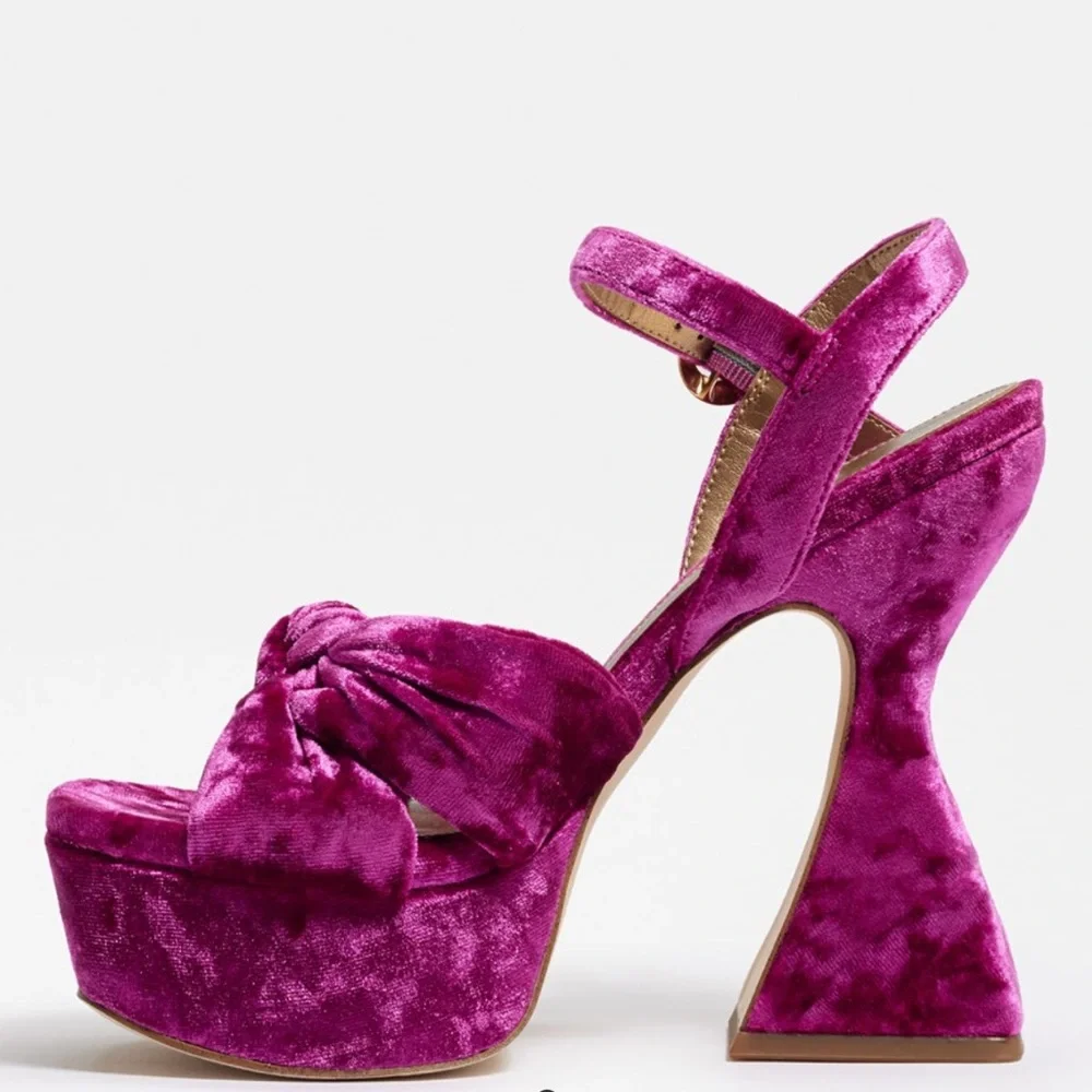 Circus by Sam Edelman Magenta Velvet Bow Platform Sandals